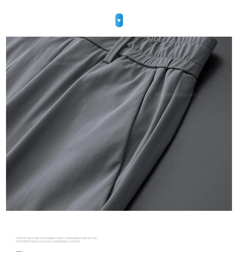 Summer Thin Stretch Trousers Men Elastic Waist Korean Classic Black Gray Blue Business Casual Formal Pants Male Brand