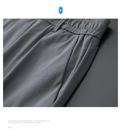 Summer Thin Stretch Trousers Men Elastic Waist Korean Classic Black Gray Blue Business Casual Formal Pants Male Brand