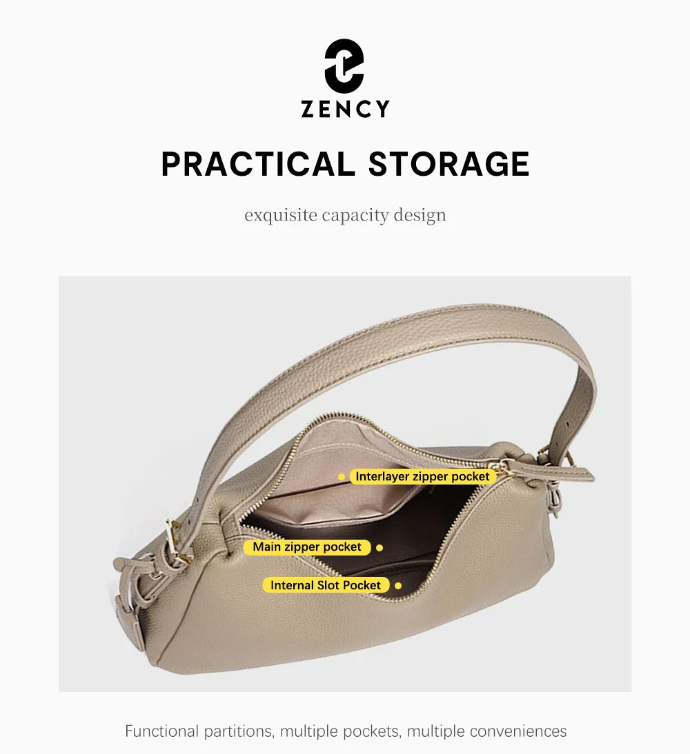 Genuine Leather Satchel Bags For Women Simple Fashion Ladies Underarm Handbag Large Capacity Shoulder Bag 2025 New