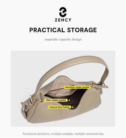 Genuine Leather Satchel Bags For Women Simple Fashion Ladies Underarm Handbag Large Capacity Shoulder Bag 2025 New