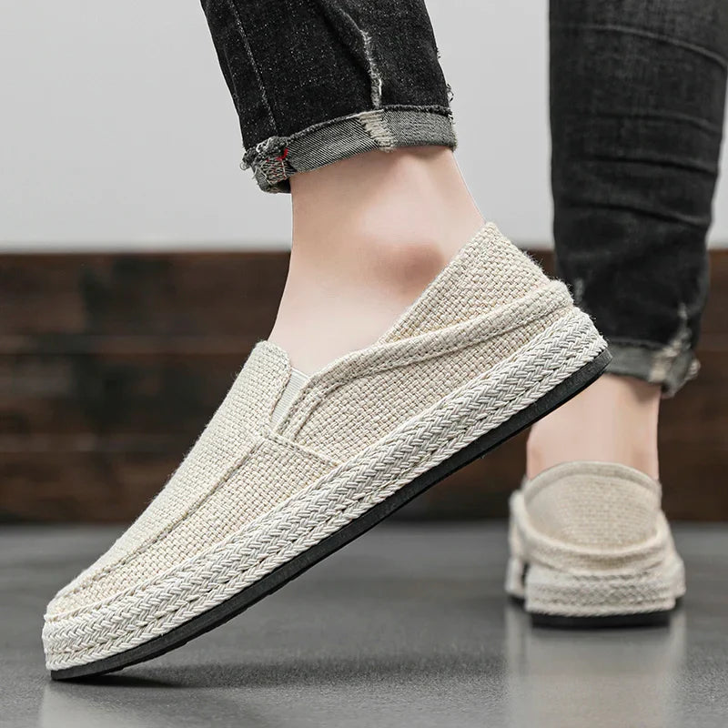 Summer Casual Loafers Men Breathable Slip On Urban Shoes Men Classic Linen Canvas Sneakers Male Light Flats Lazy Shoes Cheap