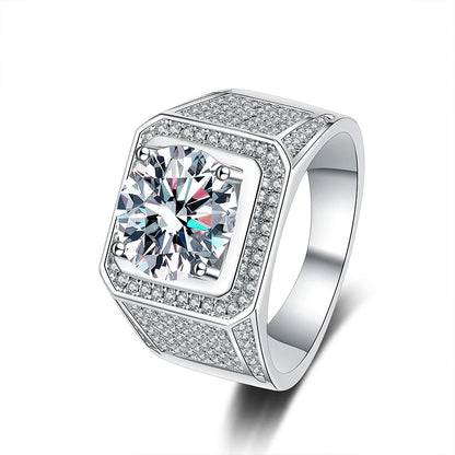 D Color 10 Carat Moissanite Ring for Men S925 Sterling Silver Plated with White Gold Luxury Man Wedding Ring Fine Jewelry