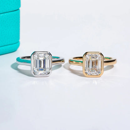 3ct Emerald Cut D Color Moissanite Engagement Ring Yellow Color 925 Sterling Silver Rings For Women Jewelry Wholesale
