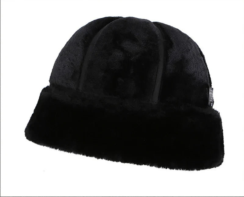 Retro Cowhide Bomber Hat Winter Keep Warm Caps Men Women Real Leather Cap Thick Velvet Dad Hat Leather Hat