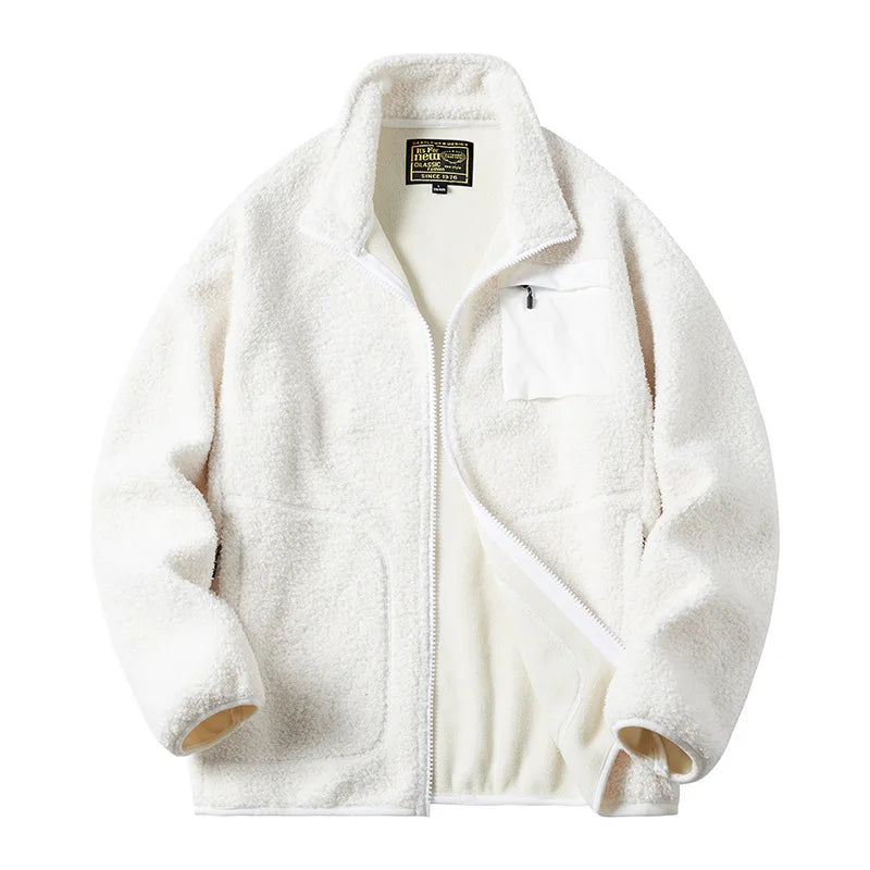 Casaco Masculino Grosso de Moletom Forrado Jaquetas Masculinas de Moletom Berbere Gola Alta Vintage de Lã Polar Casaco de Inverno Quente 패딩