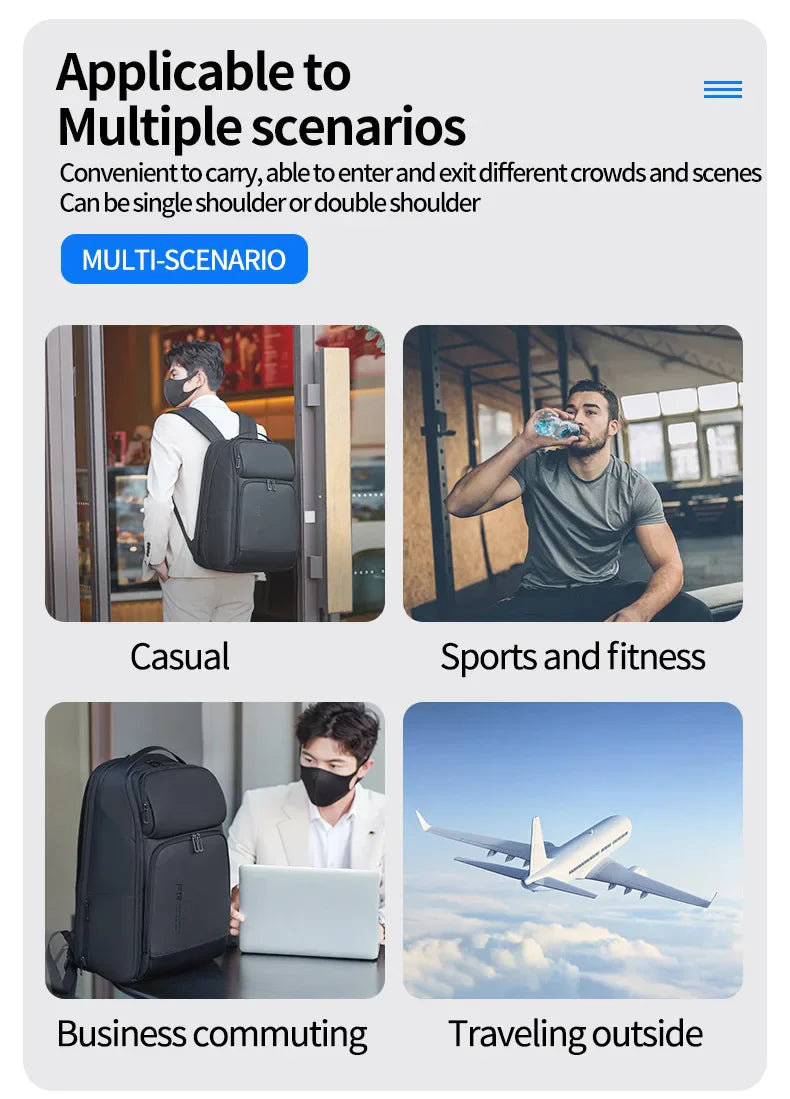 Business Waterproof Backpacks USB Charging Men Backpack Fit 15.6 Inch Laptop Travel 35L Large Capacity Backpack