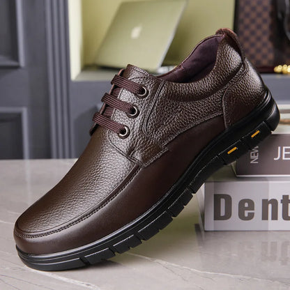 Handmade Leisure Men Shoes New Trendy Minimalist Work Shoes With Lace Up Middle-Aged Dad Formal Casual Business Leather Shoes