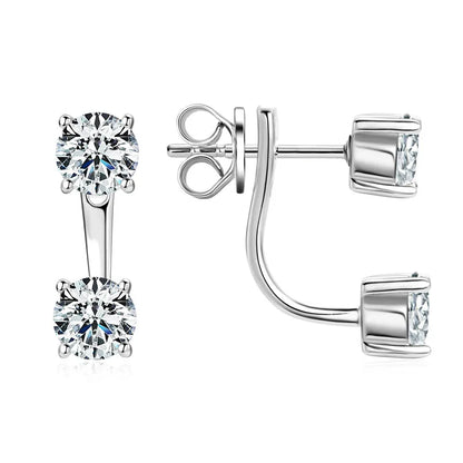 2 in 1 Round Bubble Full D Color Moissanite Stud Earrings for Women 925 Silver All Diamond Earring Pierced Ear Fine Jewelry