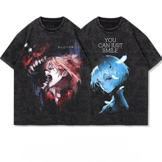Graphic T-shirt Man Summer Y2k Clothes Casual Short Sleeved Tee Women Vintage Washed Cotton Gym Clothing Top