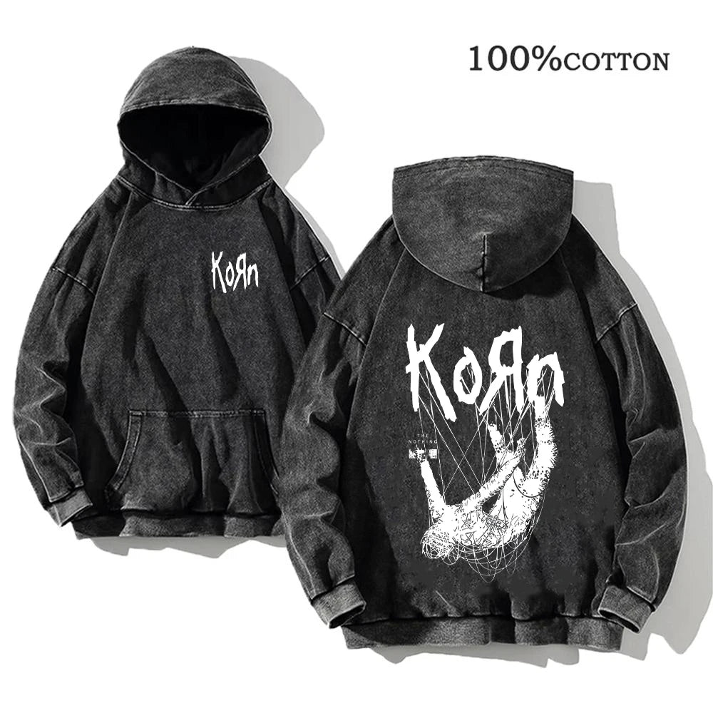 World Tour Hoodies Vintage Washed Men's Sweatshirts Cotton Hip Hop Streetwear Hooded Pullover Loose Y2K Tops
