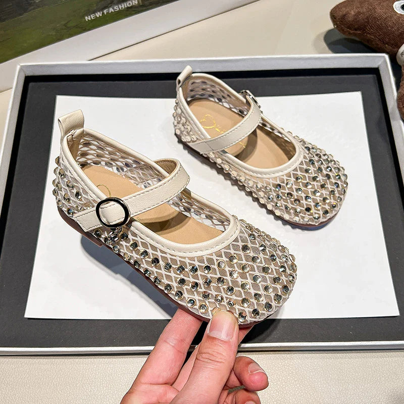 Children's Summer Sandals New Soft Bottom Kids Sandals for Girls Fashion Sequin Causal Beach Shoes Non-slip Breathable Mesh
