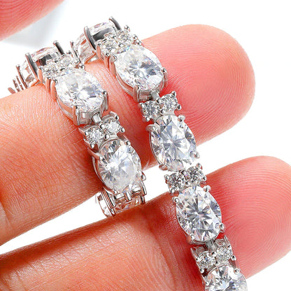 Luxury Oval Cut Moissanite Tennis Bracelets S925 Sterling Silver Pass Tester Lab Diamond Hand Chain Wedding Fine Jewelry