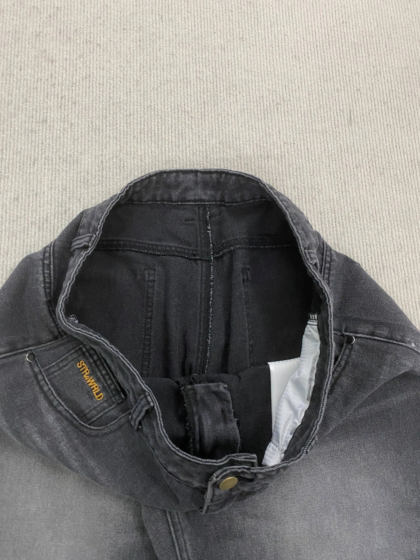 Calça jeans unissex estilo casual de rua, estilo ins, corte reto, lavagem envelhecida retrô, usada, novidade primavera 2026, street style americano.
