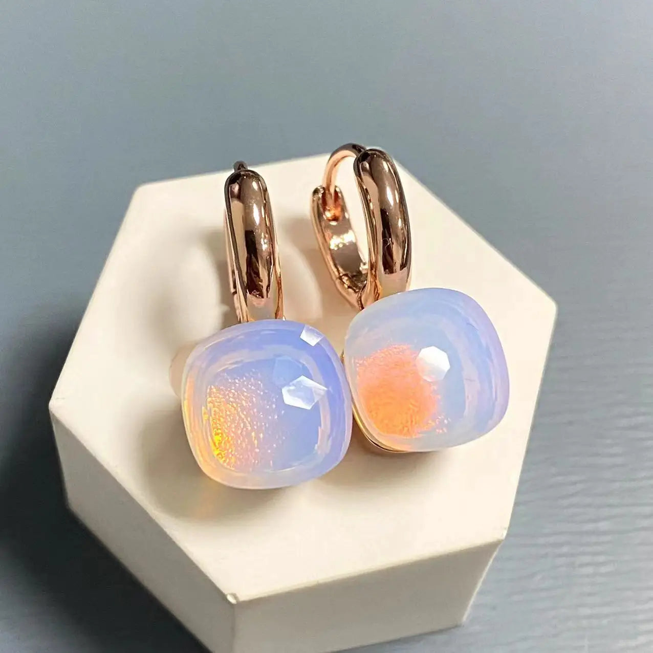 10.6mm Classic Nudo Earrings For Women High Quality Crystal Earrings Square Blue Topaz Earrings Fashion Jewelry Gift