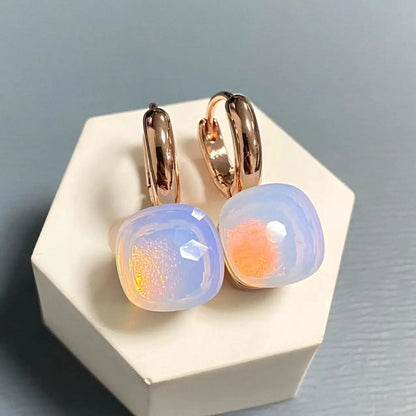 10.6mm Classic Nudo Earrings For Women High Quality Crystal Earrings Square Blue Topaz Earrings Fashion Jewelry Gift