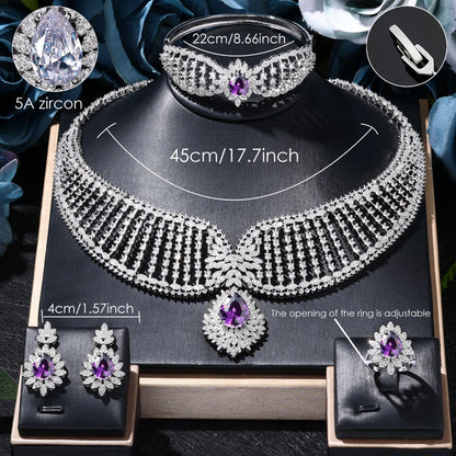 2023 New Dubai 4-Piece Jewelry Set Angel Design Bride Necklace Earring Set AAA Cubic Zirconia Women's Wedding Accessories