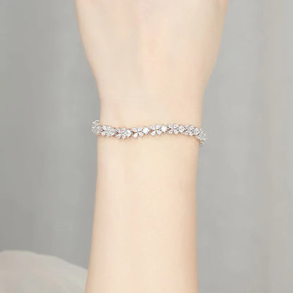 Original Clover Pear Cut Zircon Tennis Bracelet for Women Lady S925 Silver High Carbon Gemstone Link Bracelets Wholesale