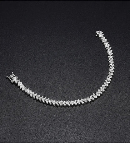 Rhombus Shape Full 1.2mm D Color Moissanite Tennis Bracelet For Women 925 Silver Plated 18k Diamond Link Chain Bracelets