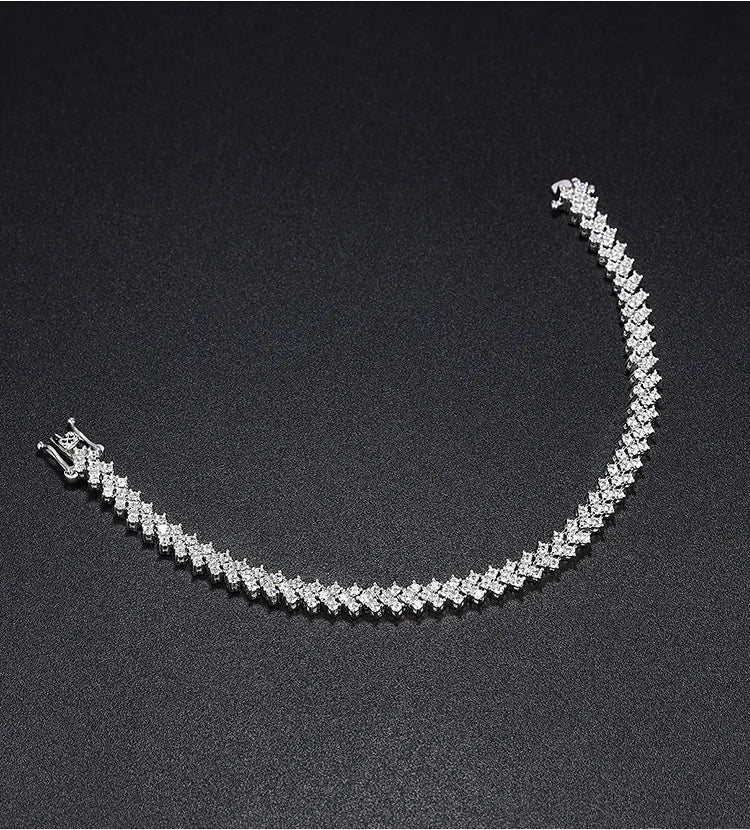 2025 New In Rhombus Shape Full 1.2mm D Color Moissanite Tennis Bracelet For Women 925 Silver Diamond Link Chain Bracelets
