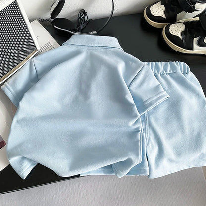 New Summer Fashion Baby Clothes Set Children Boys Solid Color Polo T-Shirt Shorts 2Pcs/Sets Kids Clothing Infant Outfits 1-5year