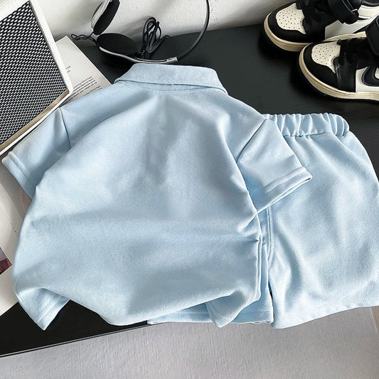 New Summer Fashion Baby Clothes Set Children Boys Solid Color Polo T-Shirt Shorts 2Pcs/Sets Kids Clothing Infant Outfits 1-5year