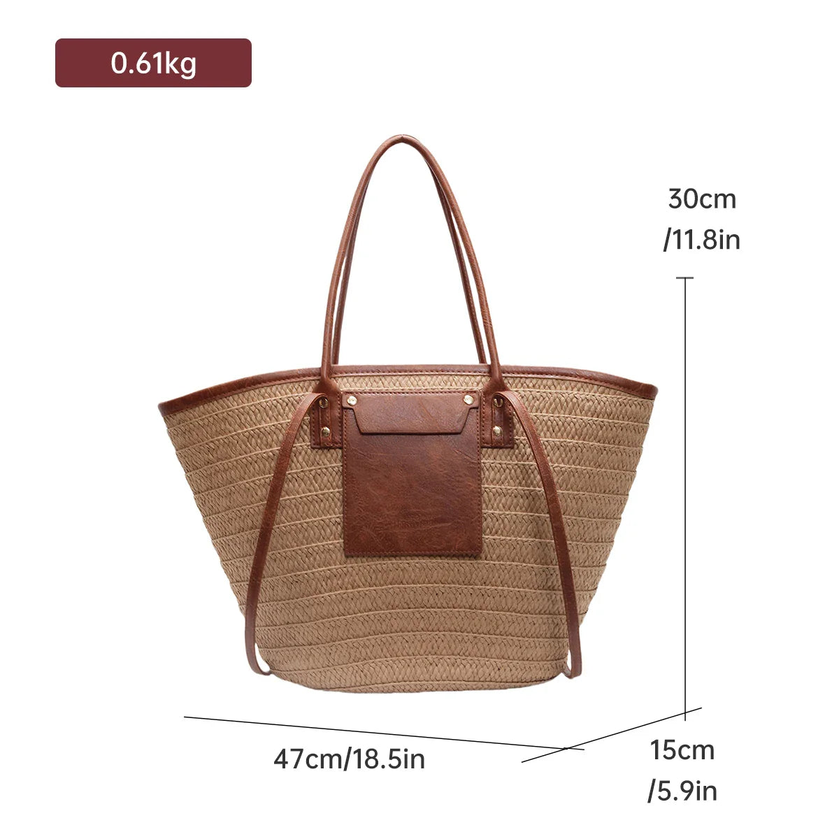Single-Shoulder Bag, Forest-Style Straw Woven Bag for Women, Beach Vacation Woven Beach Bag, Summer Handmade Bag, New Style to Match with Skirts, Large Tote Bag for Commuting, Work, and Travel