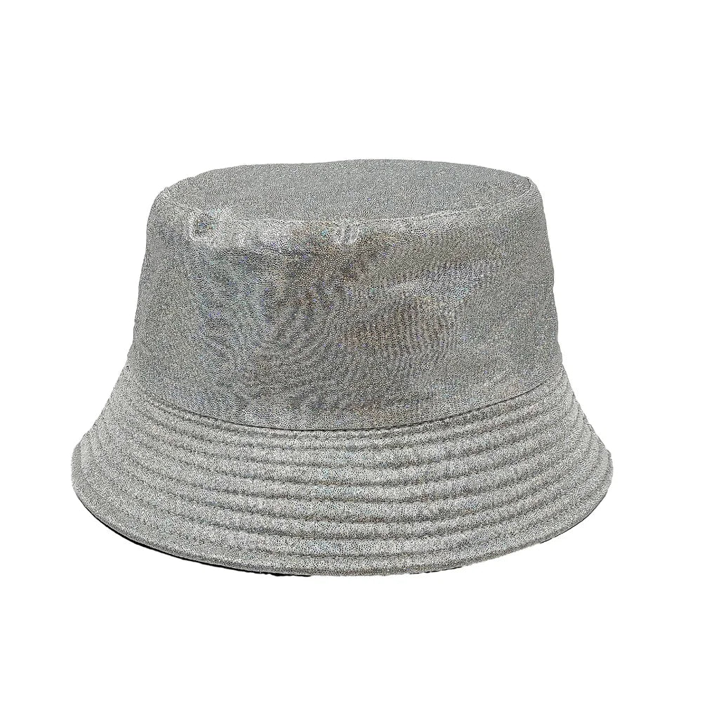 Colorful Shiny Leather Two Sided Fisherman Hat Women's and Men's Hip Hop Summer Sunshade Hat Foldable Bucket Hat