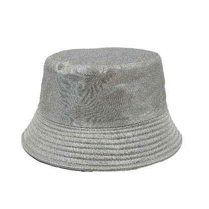 Colorful Shiny Leather Two Sided Fisherman Hat Women's and Men's Hip Hop Summer Sunshade Hat Foldable Bucket Hat