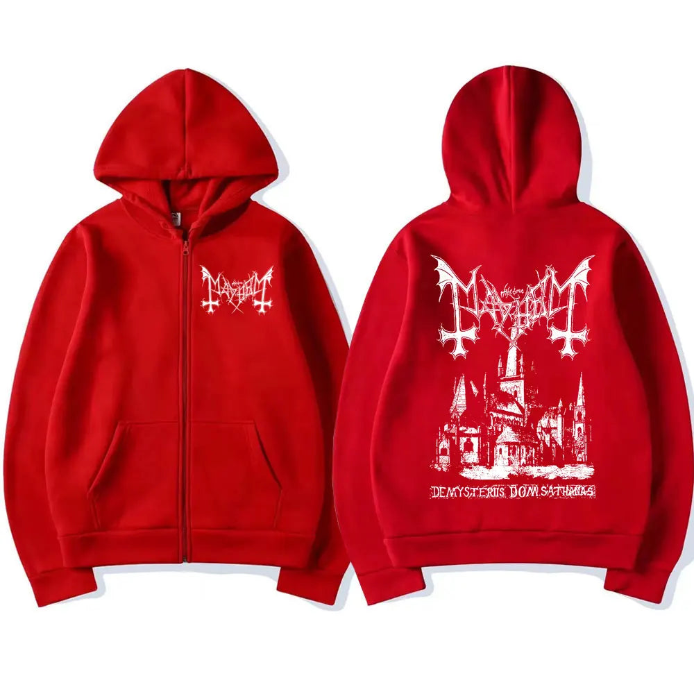 Mayhem De Mysteriis Dom Sathanas Album Zipper Hoodies Death Metal Gothic Zip Up Hoodie Men Women Oversized Fleece Hoody Jacket