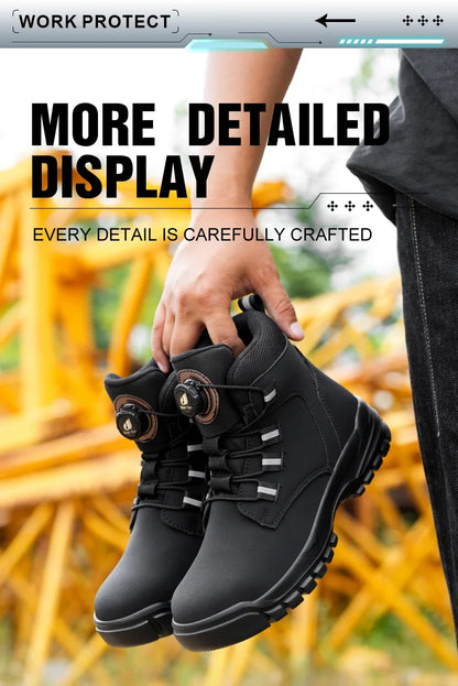 Work Safety Shoes Men CE Certified Steel Toe Safety Shoes Non Slip Lightweight Steel Toe Anti-Slip Women's Protection Work Boots