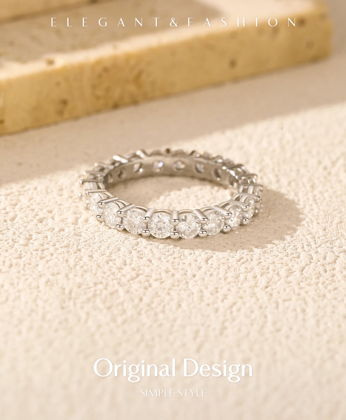 D Color Moissanite Eternity Band Rings 925 Sterling Silver Luxury Stackable Fashion Ring For Women Fine Jewelry