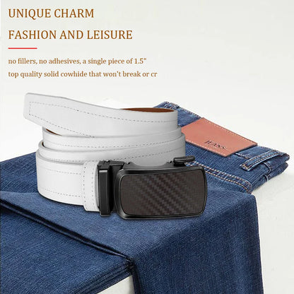 Leather belt men High Quality PU Leather Belts, Automatic Buckle Belt, Adjustable No Hole Belt Jeans Belt for Men