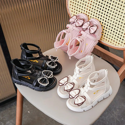 Girls Sandals Summer 2025 New Fashion Children Roman Shoes Middle and Large Children Soft Open Toe Little Girl Princess Shoes