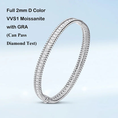 Luxury Real D Color Full 2mm Moissanite Tennis Bangle Bracelet For Women S925 Silver Plated 18K Gold Diamond Bracelets Gift