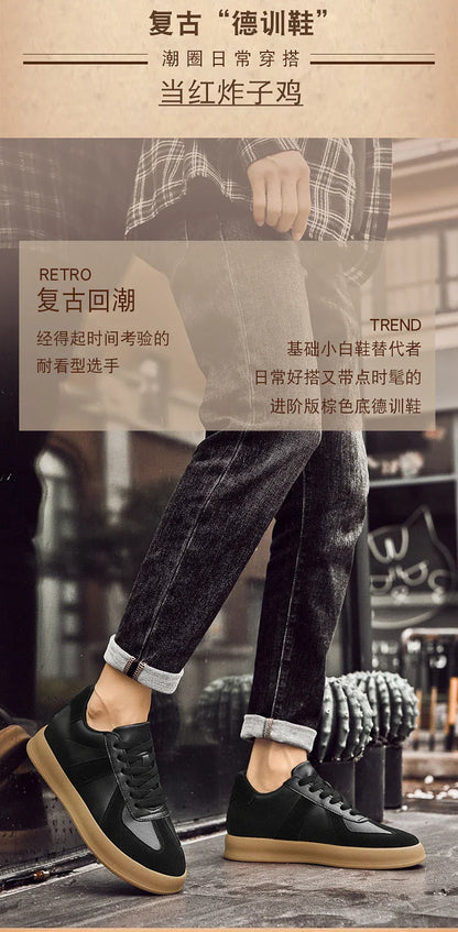 Invisible Height-Increasing Shoes 8cm German Training Shoes for Men, Summer Breathable Casual Sneakers, Genuine Leather Retro Versatile Forrest Gump Shoes 6cm