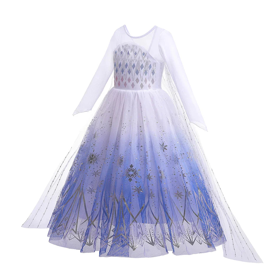 2PCS LED Light Up Snow Queen Costume for Kids Girl Elsa Birthday Party Luxury Princess Cosplay Children Carnival Clothing Outfit