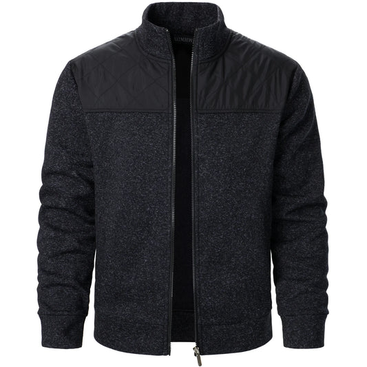 Autumn/winter men's stand-up collar striped check zipper sweater coat with color