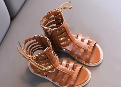 2026 Summer New Girls Beach Princess Roman Sandals Breathable Side Zipper Soft Sole Bestseller