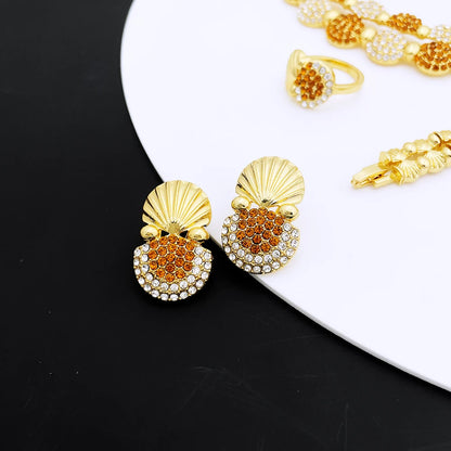 latest Italian Ladies Fine Jewelry Sets Gold Color Women Necklace Earrings African Big Jewelry Wedding Party Gift