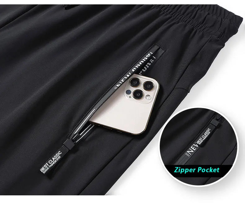 Breathable Elastic Men Running Sport Pants Ice Silk Jogging Thin Sweatpants Casual Outdoor Training Gym Fitness Trousers 8XL
