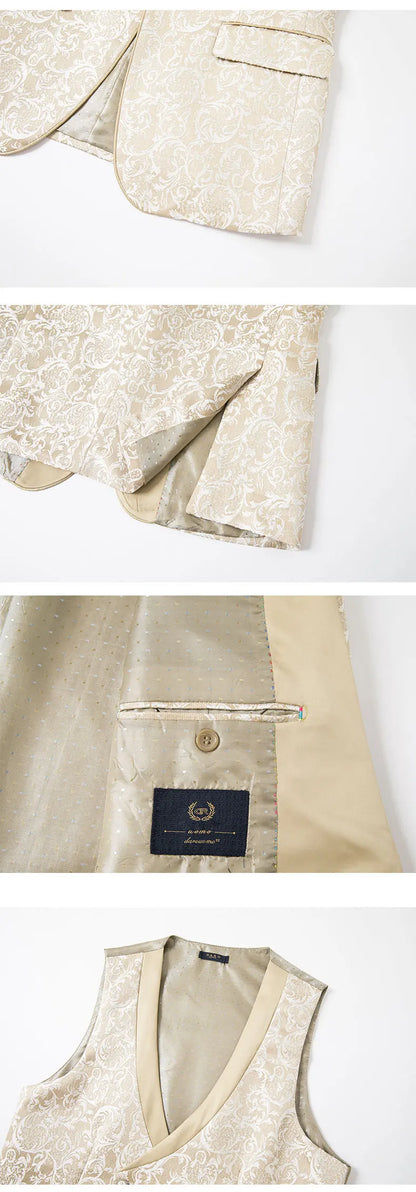 2025 New Large-Sized Jacquard Men's Suit for Wedding Dress, Groom's Suit Set, Host's Performance Costume