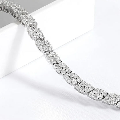 18K Plated All Moissanite Tennis Bracelet for Women Lab Created Diamond Chain 925 Sterling Silver Wholesale Jewelry
