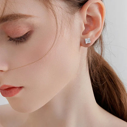 Classic 100% 925 Solid Sterling Silver 7*7MM High Carbon Diamond Gemstone Ear Studs Earrings Women Fine Jewelry Wholesale