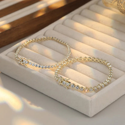 Shiny Tennis Bracelet 925 Sterling Silver 1.5/2/3mm Clear Cubic Zirconia for Women Luxury Chain Bracelet Jewelry SB143