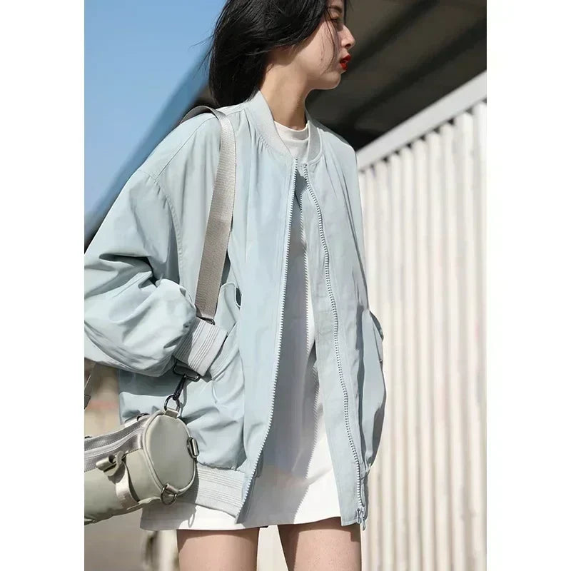 Spring Autumn Women's Solid Color Loose Long Sleeve T-shirt O-neck Basic Top Bottomed Shirt Casual  Tshirt Woman Female