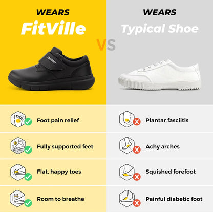 Extra Wide Men's Shoes Leather Diabetic Shoes Walking for Elder Orthopedic Toes Swollen Feet Non-Slip Arch Support