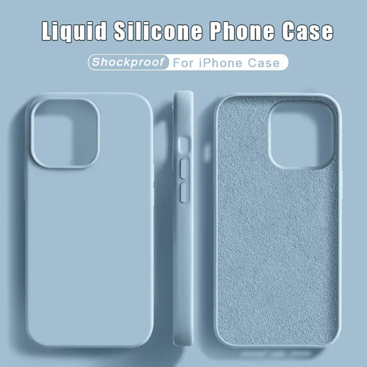 Luxury Liquid Silicone Phone Case For iPhone 15 13 12 11 14 Pro Max Bumper Cover 15 Plus Shockproof Protective Cases Accessories