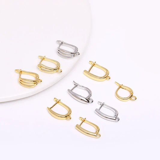 14K Gold Plated Brass Earrings Hooks Round Hoop Earrings,Earring Fixtures,Fasteners For Earrings,DIY Earring Making Accessories