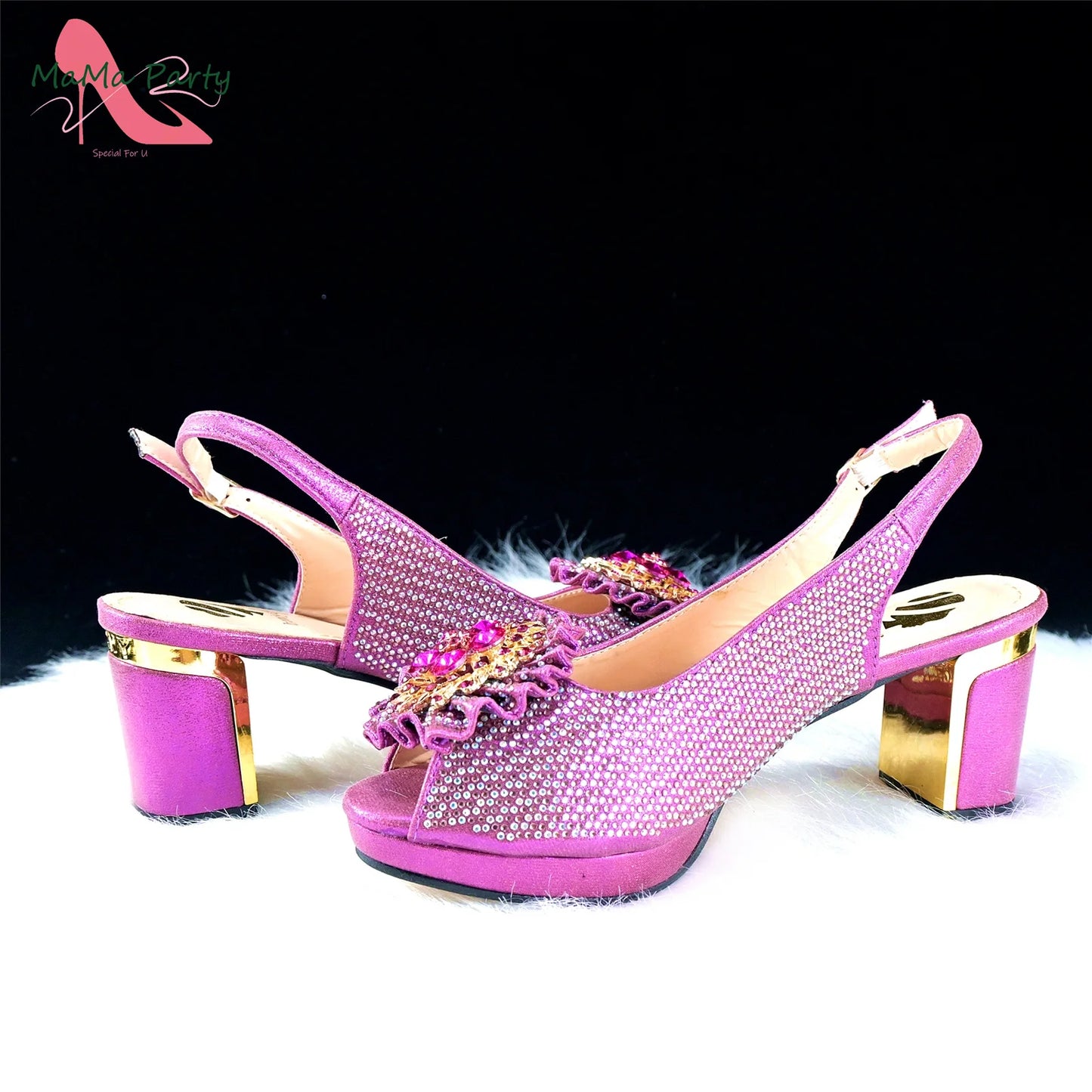 Italian Women Shoes Matching Bag Set in Green Color 7 CM Comfortable Heels with Plaform Elegant Peep Toe Sandals