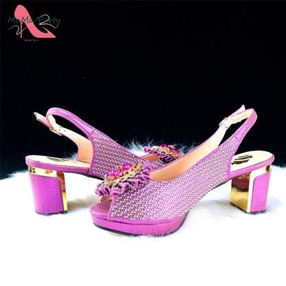 Italian Women Shoes Matching Bag Set in Green Color 7 CM Comfortable Heels with Plaform Elegant Peep Toe Sandals